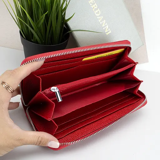 Гаманець жіночий шкіряний Fuerdanni 19600 червоний на блискавці - фото 3