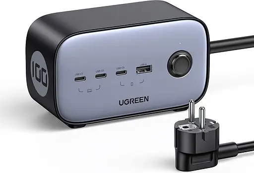 Мережевий зарядний пристрій Ugreen CD270 GaN DigiNest Pro 1*USB-A+3*USB-C 100W EU 1.8m (60167) - фото 1