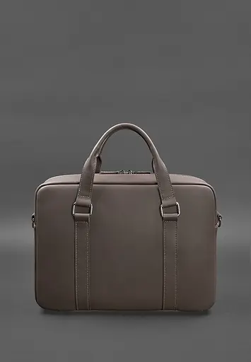 Шкіряна сумка для ноутбука і документів темно-бежева - фото 3