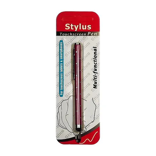 Стилус ємнісний, алюмінієвий, з кристалами, рожевий - фото 3