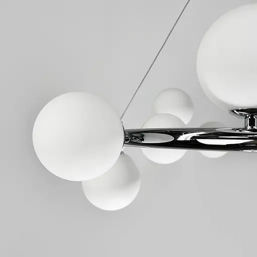 Кольцевая люстра в хромированном корпусе с белыми 15 плафонами Ø 75 см | Ст. SG 48/15 CH+WT | Line F - фото 3