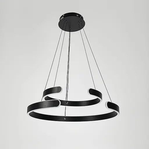 Подвесная люстра в черном двухъярусном корпусе 40+60 см Line F | Ст. 311C-600+400 BK - фото 4