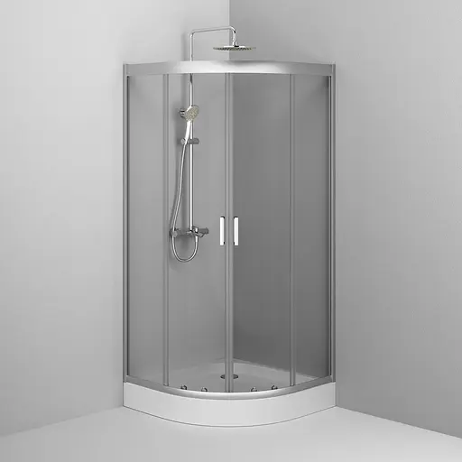Душевая кабина Am.Pm Gem 1/4 Round 90x90 см без поддона хром матовый W90UG-401-090MT, прозрачный, хром матовый - фото 3