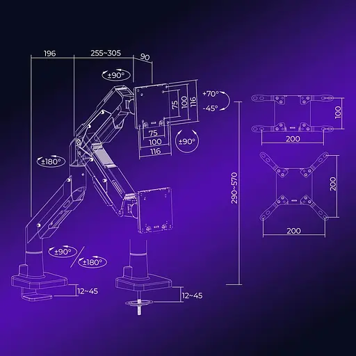 Кронштейн GamePro OfficePro MAG703BW Black White MAG703BW - фото 14