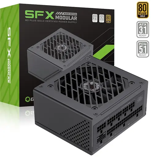 Блок питания 750 Вт, GameMax GS-750G, черный, SFX, модульный, 80+ золотистый, Active PFC, 9,2 см, 3xMolex/4xSATA/1x16-pin - фото 1