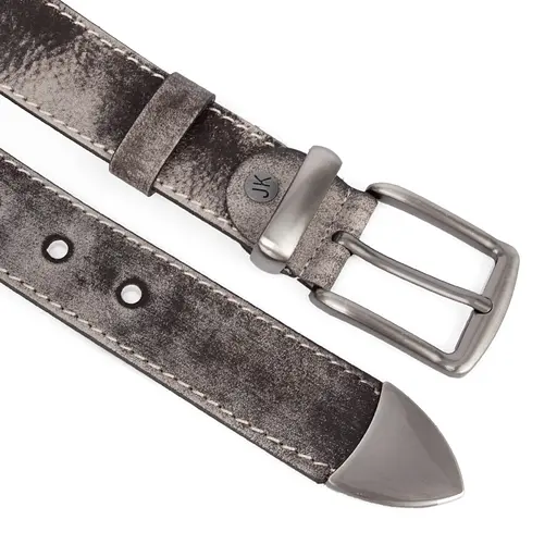 Ремінь чоловічий шкіряний JK-4006 бежевий потертий під джинси (125 см) - фото 2