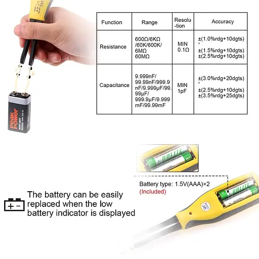 Цифровой измеритель SMD AP-990C, умный тестер SMD, ручной измеритель сопротивления диодов, умный пинцет, цифровой мультиметр, сопротивление 2 к - фото 4