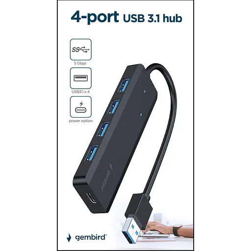 USB-Хаб Gembird на 4 порти USB 3.1 UHB-U3P4P-02) (UHB-U3P4P-02) - фото 3