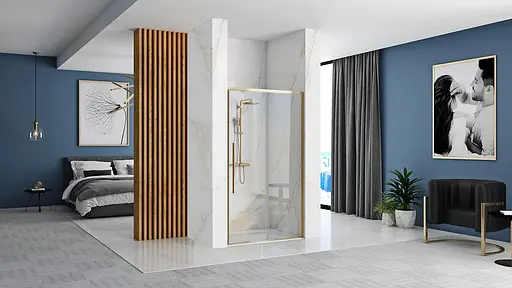 Душові двері Rea Solar gold 100 REA-K6547, прозорий, золотий - фото 3