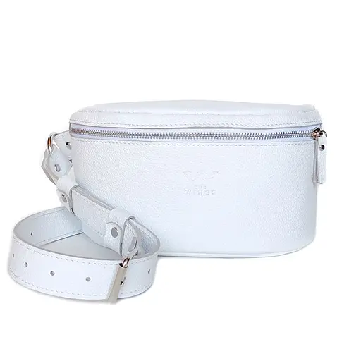 Шкіряна поясна сумка Explorer S біла - фото 7