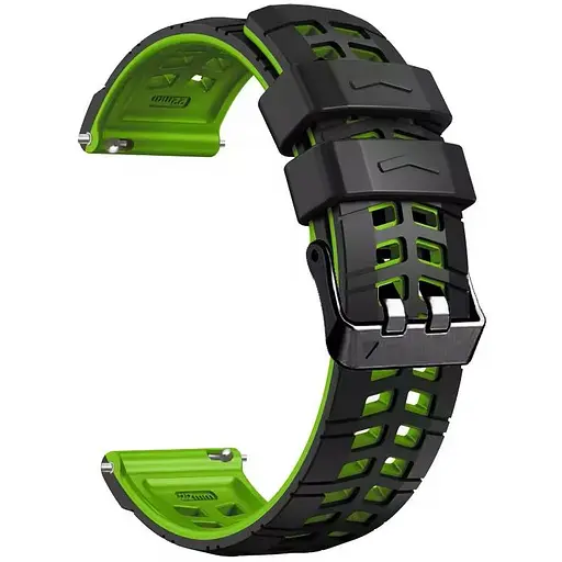 Ремінець силіконовий Tamister для годинника Sport 2 чорний з зеленим 22 мм