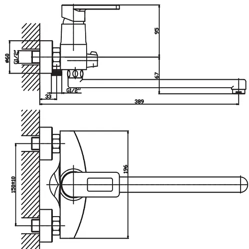 Смеситель для ванны Haiba GUDINI 006 (HB0148) - фото 2