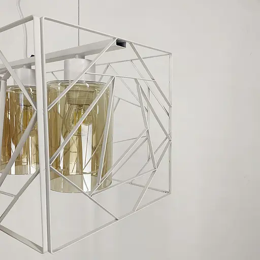 Світильник Лофт у білому корпусі на 3 янтарних плафони | Арт. 12120/3 WT+AM | Line F - фото 4