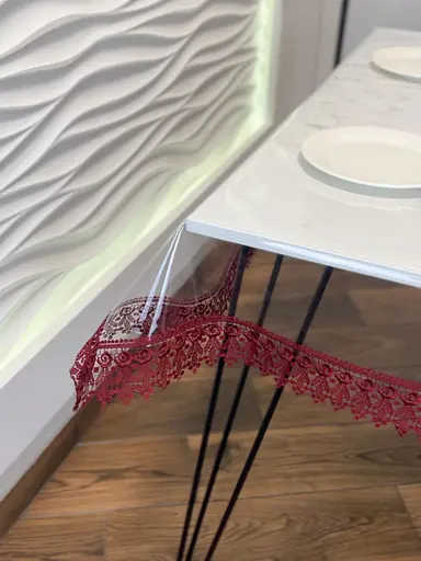 Силіконова скатертина з бордовим мереживом 7 см 150х110 см - фото 7