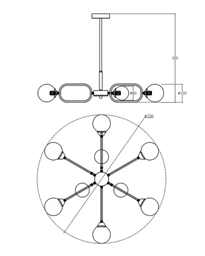 Люстра Edlin PL321159-9 Sonte G9 9x10W IP20 латунний - фото 2