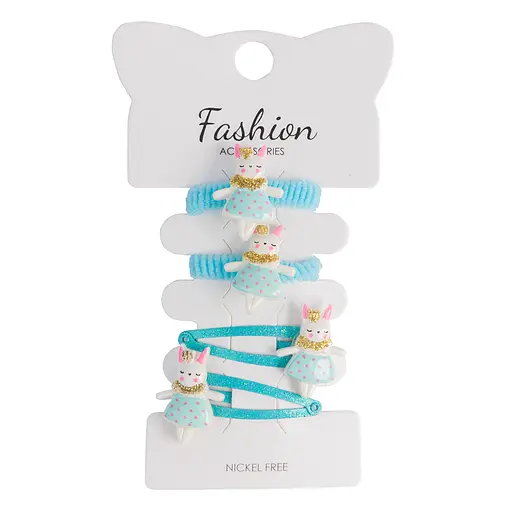 Зажим для волос Зайчата в голубом 4шт
