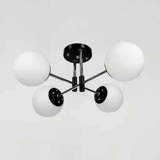 Люстра стельова на 4 білих плафони Ø 50 см | Арт. 91177/4 CH+BK+WT | Line F - фото 1