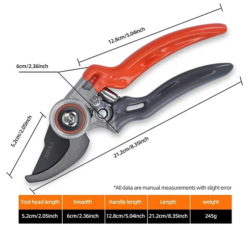 Садовый секатор Airaj 2107B профессиональный из нержавеющей стали 21.2 см - фото 6