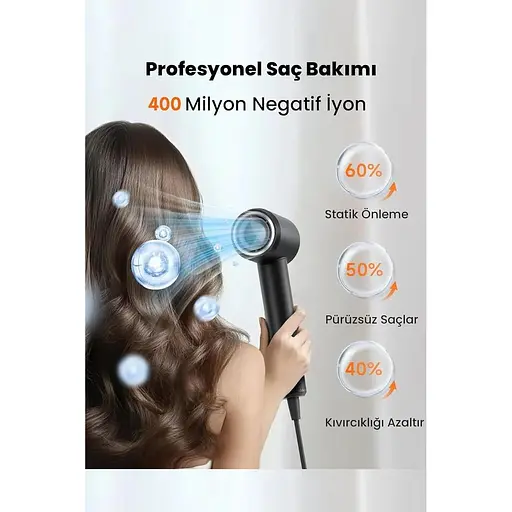 Надтихий і швидкий фен Pluzz X116 Ultra Ion (сріблястий) - фото 6