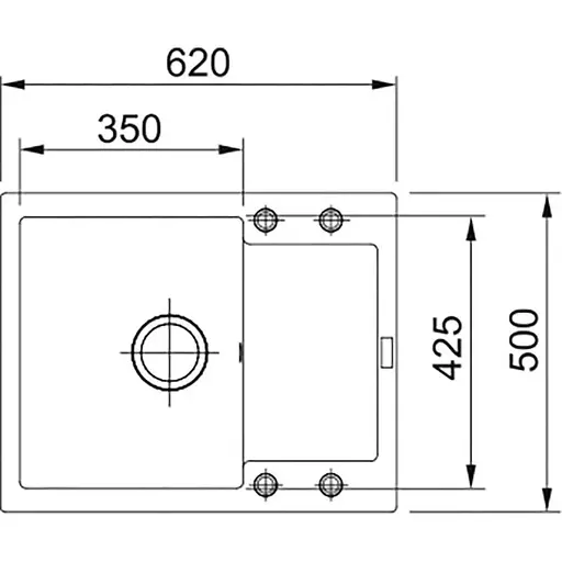 Кухонна мийка Franke Maris, фраграніт, прямокутник, з крилом, 620х500х200мм, чаша - 1, врізна, MRG 611-62, сірий камінь - фото 2