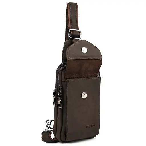 Мужской кожаный слинг на два отделения LIMARY 30х16.5х5 см sum0028212 - фото 7