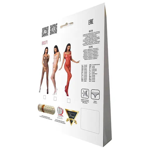 Бодистокинг Passion BS071 комбинезон на бретелях S/M/L white - фото 6