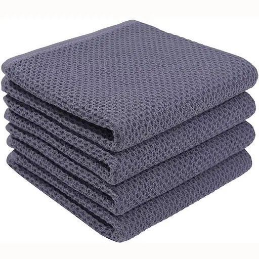 Набір кухонних вафельних рушників зі 100% бавовни 34*74 см 4 шт Сірий - М’які Суперпоглинаючі - фото 1