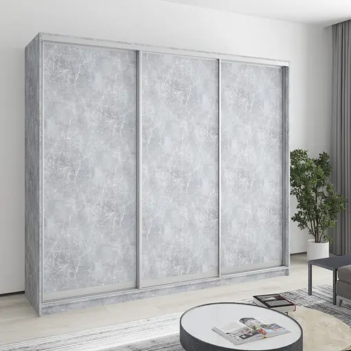 Шафа-купе тридверна MebelStar Комбо AL 3ДСП 240x60x210 см Бетон (MBS-3324)