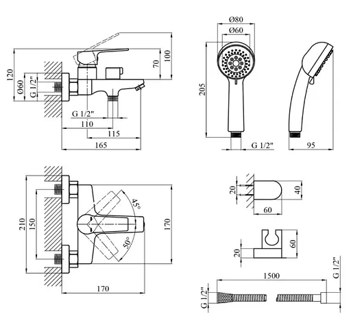 Змішувач для ванни Kroner KRP Hagen - C060 (CV032255) - фото 7