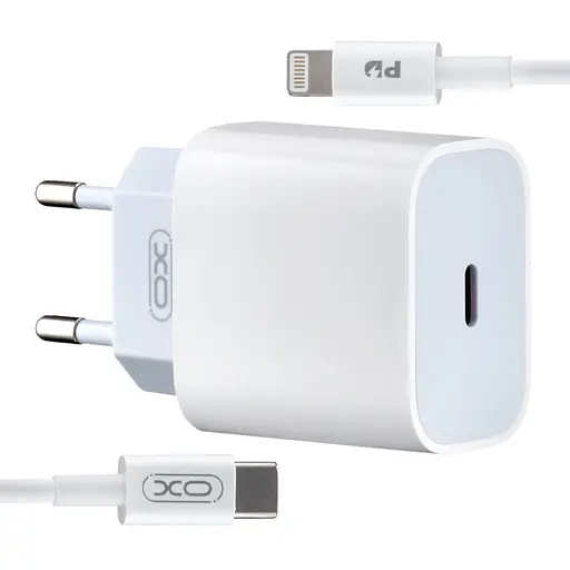 Мережевий зарядний пристрій XO L77 EU 20W Fast charger with Lightning cable ( Type to Lightning ) Білий - фото 1