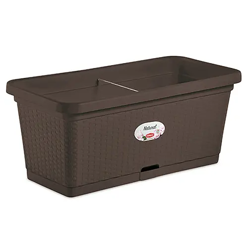 Вазон прямоугольный NATURAL, с автополивом, на роликах, 66л (75351)