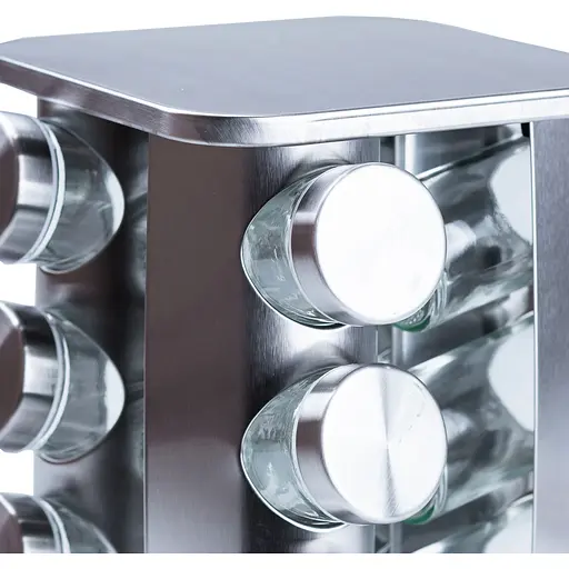 Набір ємностей для спецій TS Kitchen HP15290, 12 баночок по 100 мл на металевій підставці хром - фото 5