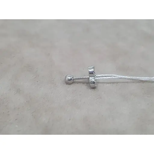 Серебряная серьга для пирсинга хеликса с фианитами. 40104ШТ - фото 4