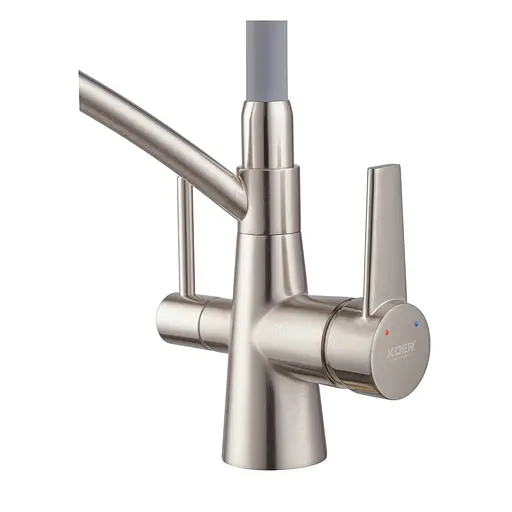 Смеситель для кухни на две воды с гибким изливом Koer KB-72003-02 KR3374 Нержавеющая сталь - фото 2