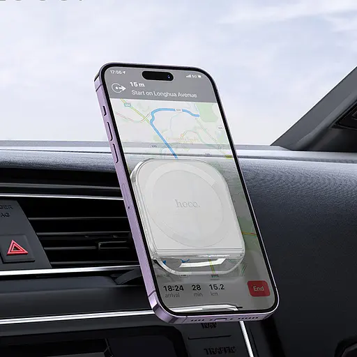 Автотримач Hoco H42 Crystal ring magnetic (air outlet) White - фото 4