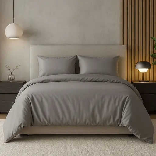 Комплект постельного белья Ideia Сатин евро без простыни 200х220 см (8-36085_серый/беж) - фото 2