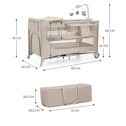 Ліжко-манеж с пеленатором Kinderkraft Joy 2 Beige (KLJOY02BEG000AC) - фото 8