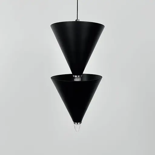 Чорний підвісний світильник із подвійним конусним дизайном Ø 17х40 см | Line F | Арт. MJ347/2 BK - фото 2