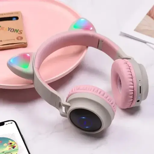 Наушники Hoco Bluetooth Stereo W27 Cat Ear gray/pink - фото 4