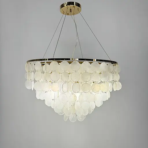 Круглая золотая люстра ATHELIA с перламутровыми пластинами Ø 60 см | Ст. 1537-600 GD | Line F - фото 4