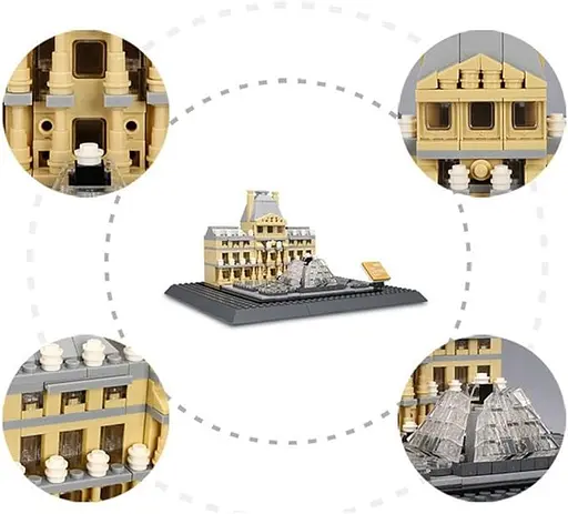 Конструктор Архитектура Wange 3Д Музей Лувр 4213 The Louvre of Paris-France 3D для детей и взрослых 785 деталей  - фото 4