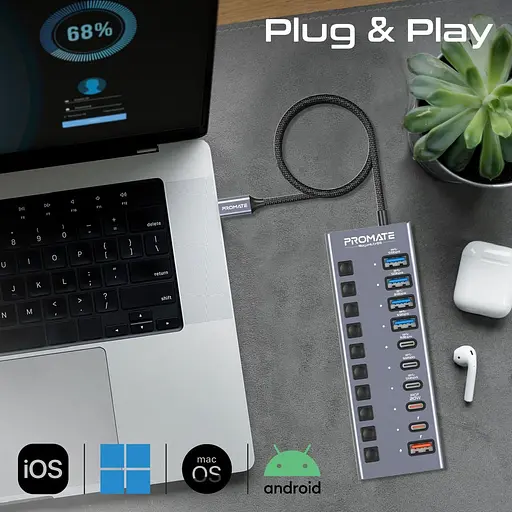 USB-хаб Promate на 10 портов (gegahub-5g) - фото 2