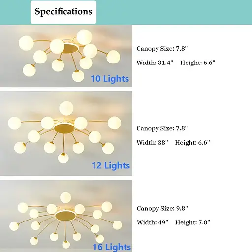 Светодиодная люстра Орбита 8618 (Золотая) на 10+1 плафонов - фото 5
