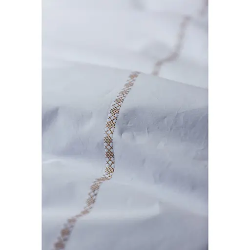 Комплект постільної білизни Ecotton Premium євро перкаль вишивка з бежевим кантом (25144) - фото 8