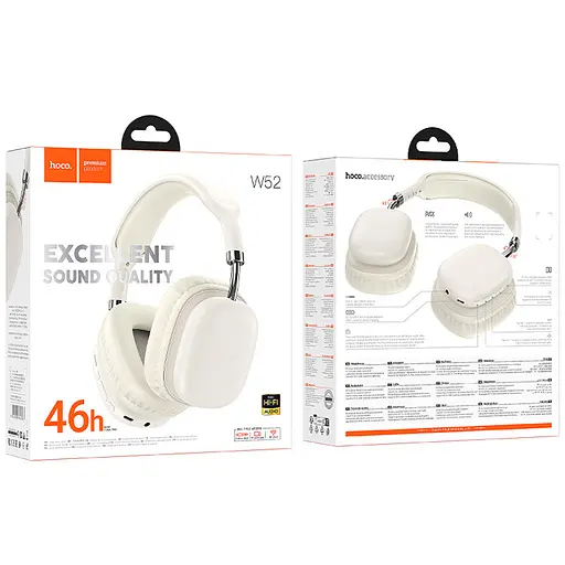 Накладні бездротові навушники Hoco W52 Wonderful Milky White - фото 3