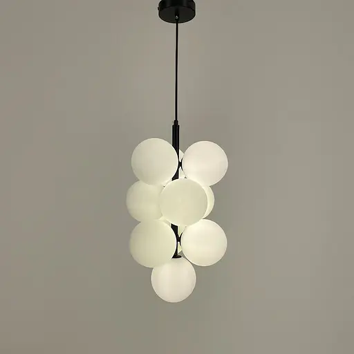 Подвесной светильник с белыми плафонами на черном основании | Line F | Арт. S28G/10 BK+WT - фото 4