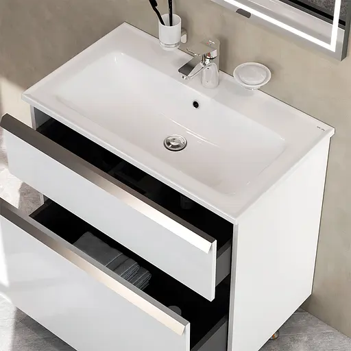 Тумба з умивальником AM.PM X-Joy підлогова 80 см 2 ящики білий MTA-FSX0802WG-WCC0802WG Білий - фото 8