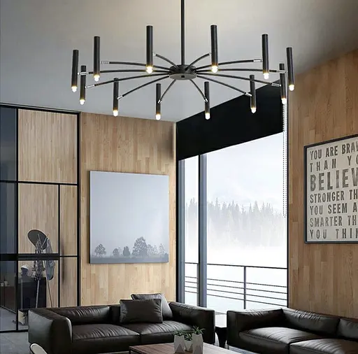 Сучасна трубчаста люстра з 12 регулюючими плафонами | Арт. ST01/12 BK | Line F - фото 1