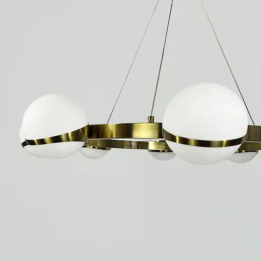 Элегантная латунная кольцевая люстра на 8 плафонов Ø 80 см | Ст. SG 51/8 AB+WT | Line F - фото 4