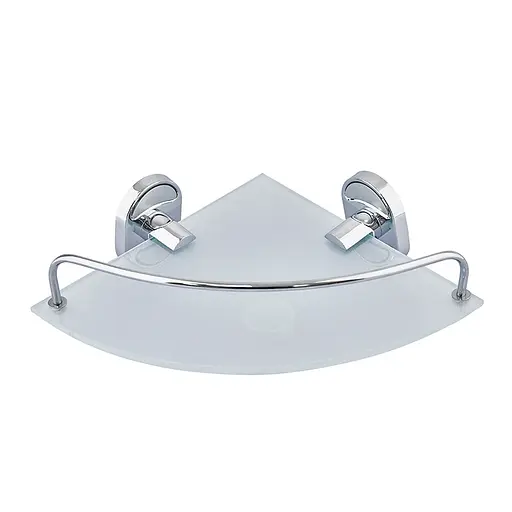 Полка угловая с ограничителем Zerix стекло AFB-0107-1 ZX5073, Хром - фото 3
